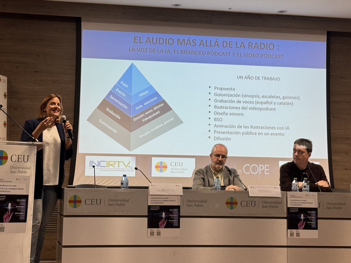Luis Miguel Pedrero (@luismipedrero) on Twitter photo «Solo hay #BrandedContent cuando la marca no está por encima de la historia», defiende <a href="/ManuelBartual/">Manuel Bartual</a> al explicar junto a <a href="/Marta_GG/">Marta Garcia</a> algunas ficciones sonoras de éxito (#Greal, #Blum, #Titania) concebidas como #BrandedPodcast en #8JornadaInnovaRadio
<a href="/USPCEUHumYCom/">Humanidades I Universidad CEU San Pablo</a> «Solo hay #BrandedContent cuando la marca no está por encima de la historia», defiende <a href="/ManuelBartual/">Manuel Bartual</a> al explicar junto a <a href="/Marta_GG/">Marta Garcia</a> algunas ficciones sonoras de éxito (#Greal, #Blum, #Titania) concebidas como #BrandedPodcast en #8JornadaInnovaRadio
<a href="/USPCEUHumYCom/">Humanidades I Universidad CEU San Pablo</a>
