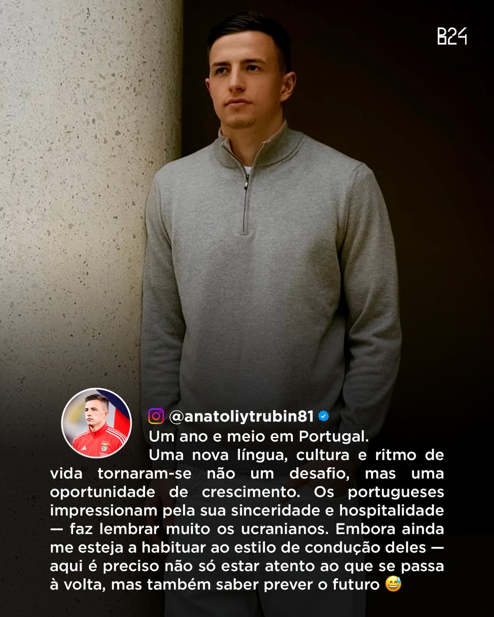B24PT's tweet photo. Trubin tem uma queixa após ano e meio a viver em Portugal: o estilo de condução 😅 https://t.co/zNUJS3P3oJ