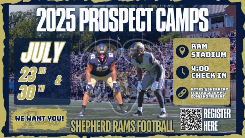 Thank you <a href="/SURamsFootball/">Shepherd Football</a> for the camp invite, very excited to learn and compete! 
<a href="/Tj_Peer/">TJ Peer</a>