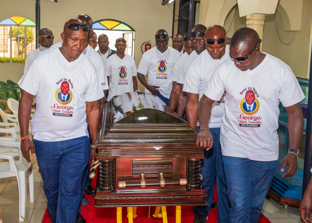 RailaOdinga's tweet photo. We held a farewell mass for the late George Nyangira Oduor at House of Grace Church, Nairobi

The service honoured Oduor's dedication and service to the Odinga family, ODM Party, and the nation. 

His body will be transported to his rural home in Ndori, Asembo, Siaya County, where he will be laid to rest on Saturday, April 12th, 2025!
