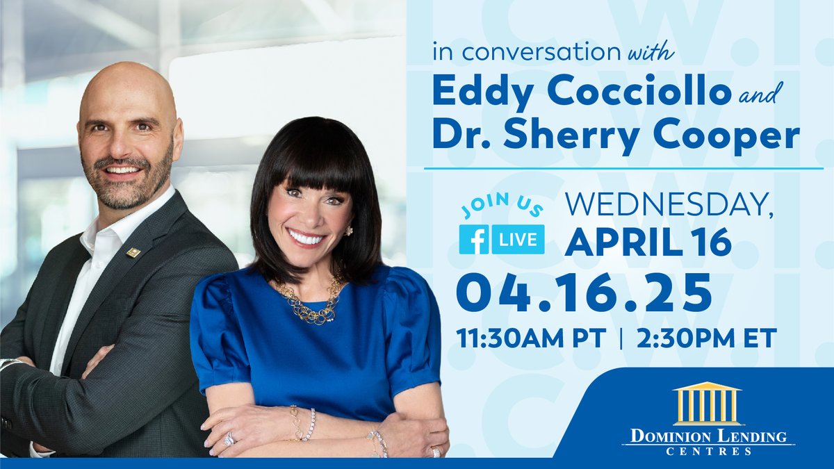 eddycocciollo's tweet photo. Join me April 16th at 11:30am PT/ 2:30pm ET as I speak with Dr. Sherry Cooper about the latest Bank of Canada updates, housing, the economy and what that means for you and your business.

Do not miss this episode!
https://t.co/cUYMuJKLZy https://t.co/ktsDuZWzRq