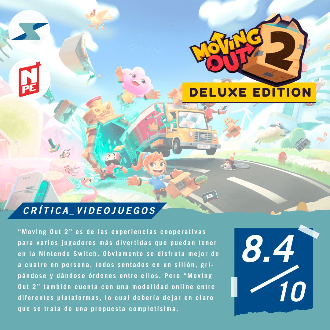 sebazavareviews's tweet photo. "Puede fortalecer amistades o destruirlas."
Entren a @Nintendo_Pe para leer mi análisis de #MovingOut2, un divertidísimo juego co-op para @rNintendoSwitch, desarrollado por @smgstudio y  #DevmGames y publicado por @Team17.
AQUÍ ➡️ https://t.co/1RMHAawNg9

#NPe #SMGStudio #Team17 https://t.co/Citc6OKvY7