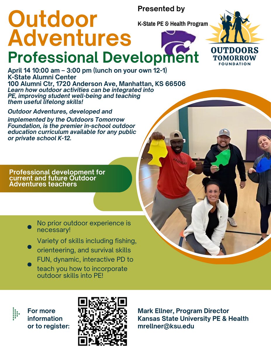 Don’t miss out!
There’s still time to register for this awesome workshop hosted by K-State PE and The Outdoors Tomorrow Foundation!

Date: Monday, April 14
Location: K-State Alumni Center
Cost: Free
Secure your spot today!