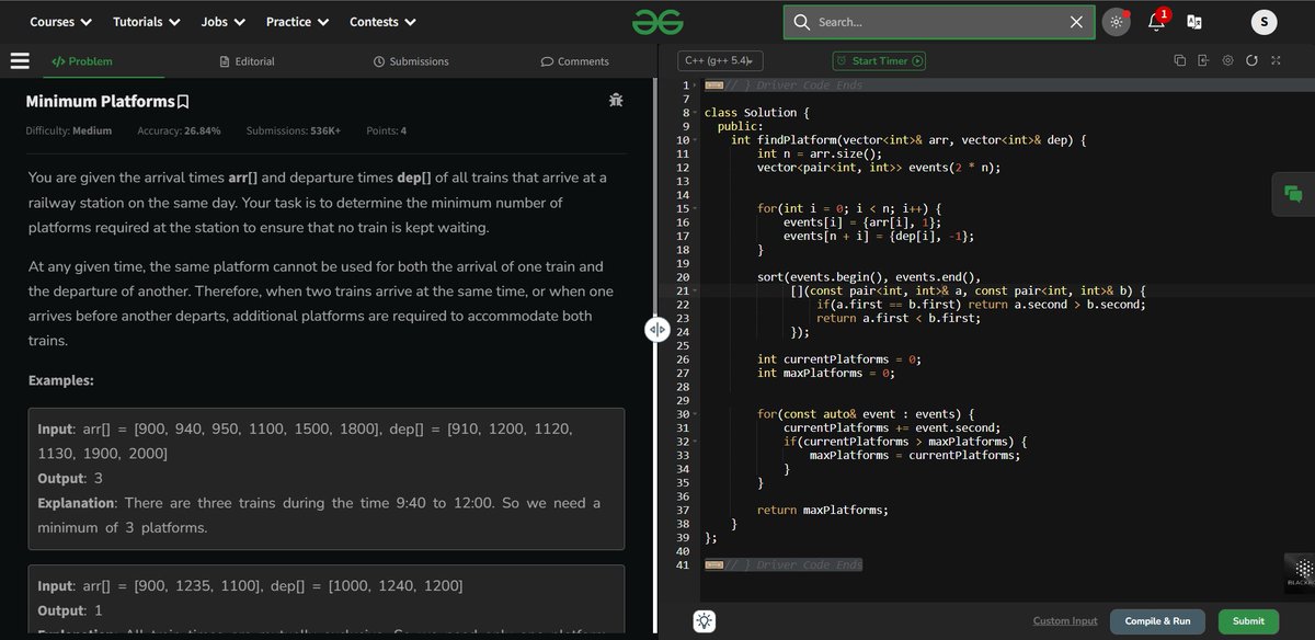 ShanmukhDev16's tweet image. Day 63/100 of  #100DaysOfCode
Solved one problem on Greedy algorithm on   Gfg.    #mycodingjourney #DSA