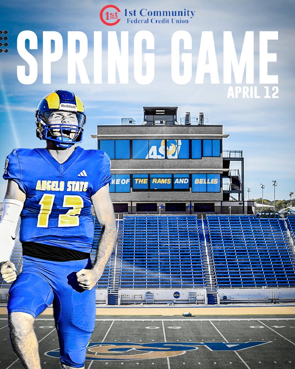 Angelo State Athletics (@angeloathletics) on Twitter photo 2025 Spring Game ๐
๐๐๐๐๐๐๐๐น ๐ท๐ <a href="/1CFCU/">1st Community FCU</a>
The Rams are back on the field on Saturday, April 12! Come out and get an early look at next season!
๐๐๐ธโ๐ ๐๐๐๐ผ: ๐๐ ๐.๐.
#๐๐พ๐ต๐ต๐ฃ๐ฑ๐ฎ๐ก๐ธ๐น๐ฎ | #๐ฆ๐ฒ๐ท๐ฃ๐ฑ๐ฎ๐๐ช๐ 2025 Spring Game ๐
๐๐๐๐๐๐๐๐น ๐ท๐ <a href="/1CFCU/">1st Community FCU</a>
The Rams are back on the field on Saturday, April 12! Come out and get an early look at next season!
๐๐๐ธโ๐ ๐๐๐๐ผ: ๐๐ ๐.๐.
#๐๐พ๐ต๐ต๐ฃ๐ฑ๐ฎ๐ก๐ธ๐น๐ฎ | #๐ฆ๐ฒ๐ท๐ฃ๐ฑ๐ฎ๐๐ช๐