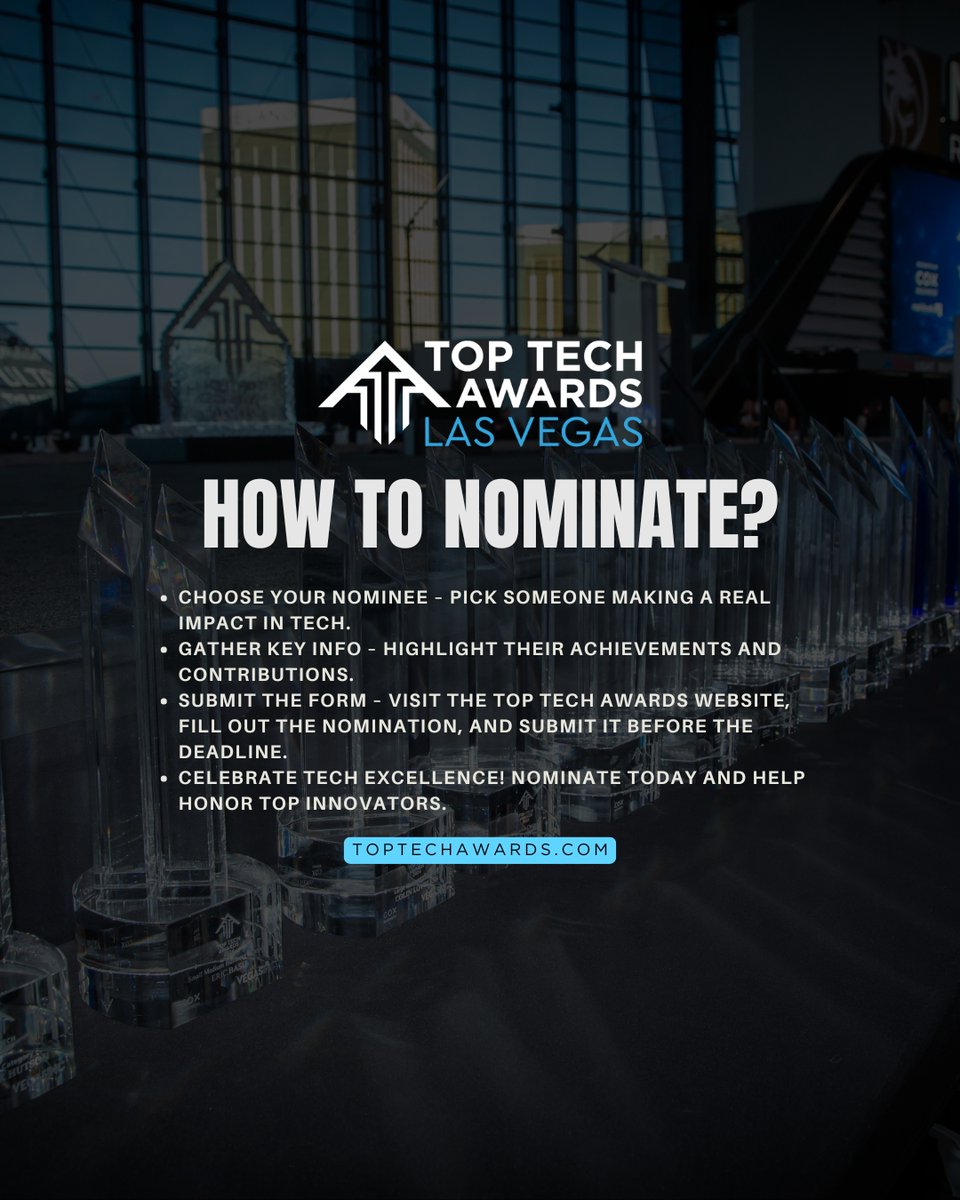 Nominate a trailblazing tech leader for the 2025 Las Vegas Top Tech Awards and help us honor those shaping the future of innovation!
Nominations close June 13. Nominate your Tech leader here: bit.ly/2V6e6lV

#TopTechVegas #TTAVegas #TTAVegas25 #TopTech2025 #TTALasVegas