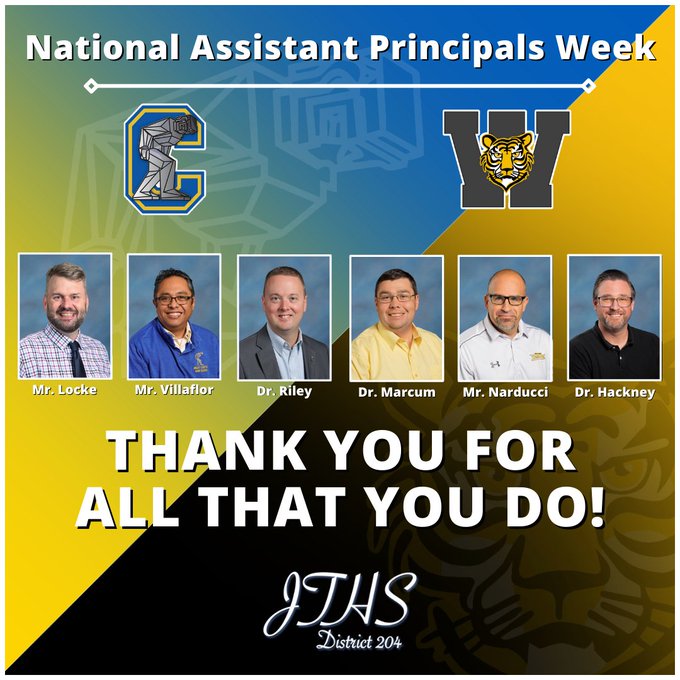 Happy National Assistant Principals Week!
This week, we celebrate and thank the incredible leaders who help guide our schools with heart, strength, and dedication.
A huge THANK YOU to our amazing Assistant Principals:
Mr. Locke
Mr. Villaflor
Dr. Riley
Mr. Narducci
Dr. Marcum
Dr.