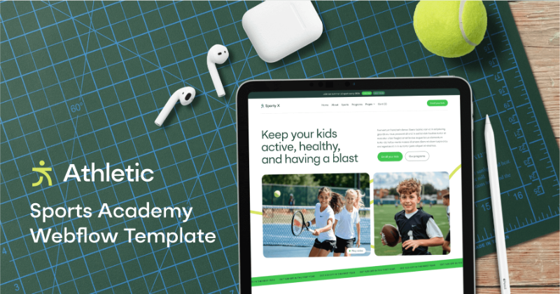 Say hello to Athletic — a Sports Webflow Template that’s as active as your academy. Modern, fun, and full of energy 💪 Perfect for showcasing youth sports programs in style. brixtemplates.com/templates/spor…