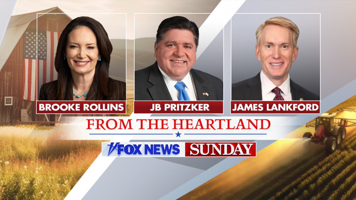 FoxNewsSunday's tweet photo. This Week on #FoxNewsSunday @ShannonBream is joined exclusively by @SecRollins, @GovPritzker &amp; @SenatorLankford. https://t.co/BcGpm60Ks7