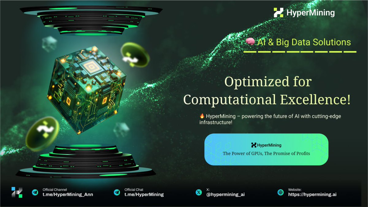 hypermining_ai's tweet image. 🧠 AI &amp;amp; Big Data Solutions – Optimized for Computational Excellence!

HyperMining delivers a purpose-built infrastructure designed to accelerate AI, Machine Learning, and Big Data processing, empowering businesses to thrive in the digital era:

⚡️ Accelerated AI Model Training:…