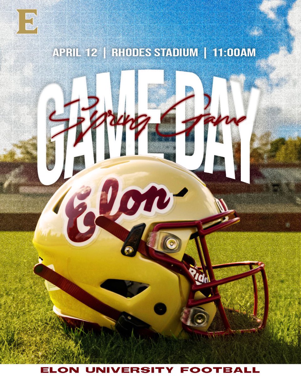 Elon Football (@elonfootball) on Twitter photo The Final Showdown of Spring Ball is Here! April 12, 11:00 AM, Rhodes Stadium. Don't Miss It!                 
#AED The Final Showdown of Spring Ball is Here! April 12, 11:00 AM, Rhodes Stadium. Don't Miss It!                 
#AED