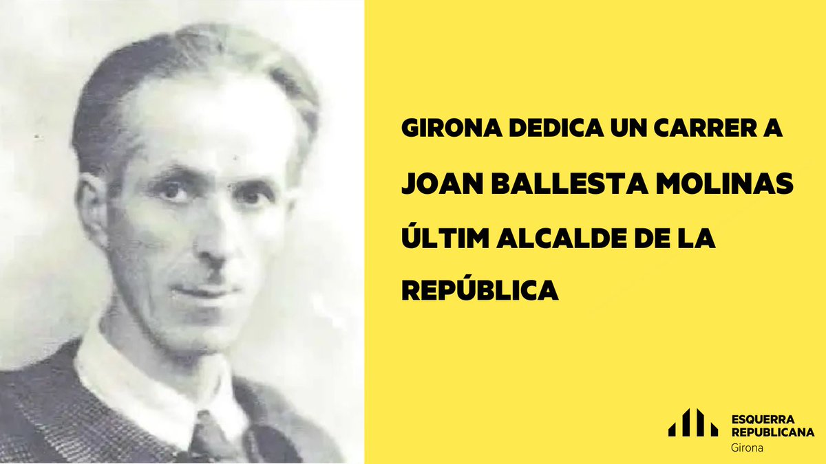 esquerragirona's tweet photo. Inauguració de la placa commemorativa a Joan Ballesta Molinas, últim alcalde de la República (28/01/1939-04/02/1939).
🔻Ferm defensor de les llibertats, va ser dirigent sindical, i va militar a ERC i al PSUC. https://t.co/c8MJ1yj4uy