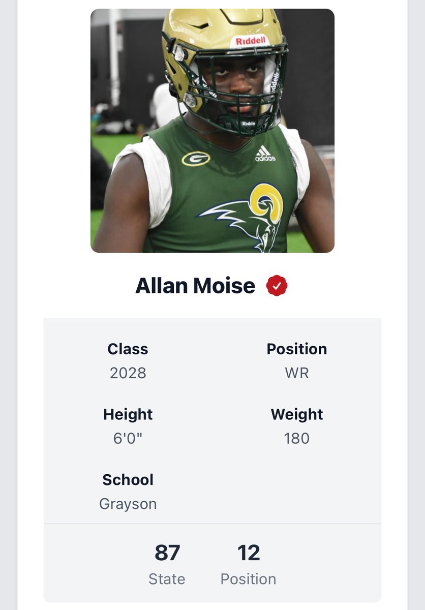 Blessed to earn a ranking on <a href="/PrepRedzoneGA/">Prep Redzone Georgia</a> . There is still work to do. Going up!📈 #Godsplan #Grindneverstops <a href="/grayson_fb/">Grayson Football</a> <a href="/PrepRedzoneGA/">Prep Redzone Georgia</a> <a href="/AlPopsFootball/">𝐀𝐋 𝐏𝐨𝐩𝐬</a> <a href="/TravisTaylor89/">Travis Taylor</a> <a href="/CoachSB_4theG/">Santavious Bryant</a> <a href="/rkbarefield/">Keith Barefield</a> <a href="/CoachStokowski/">Coach Joe Stokowski</a> <a href="/CoachTaylorReed/">Taylor Reed</a> <a href="/therealkwat/">Kenyatta Watson</a> <a href="/Coach_AMHill/">Aaron M Hill</a>