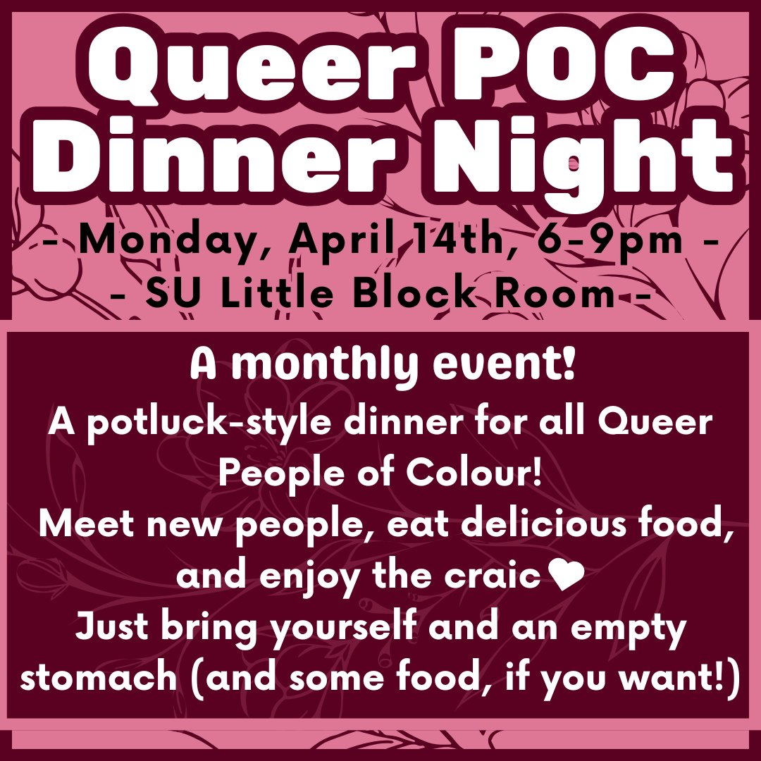 qubpridesoc's tweet photo. QPOC Dinner Night is this Monday! https://t.co/weFg5j5cF7