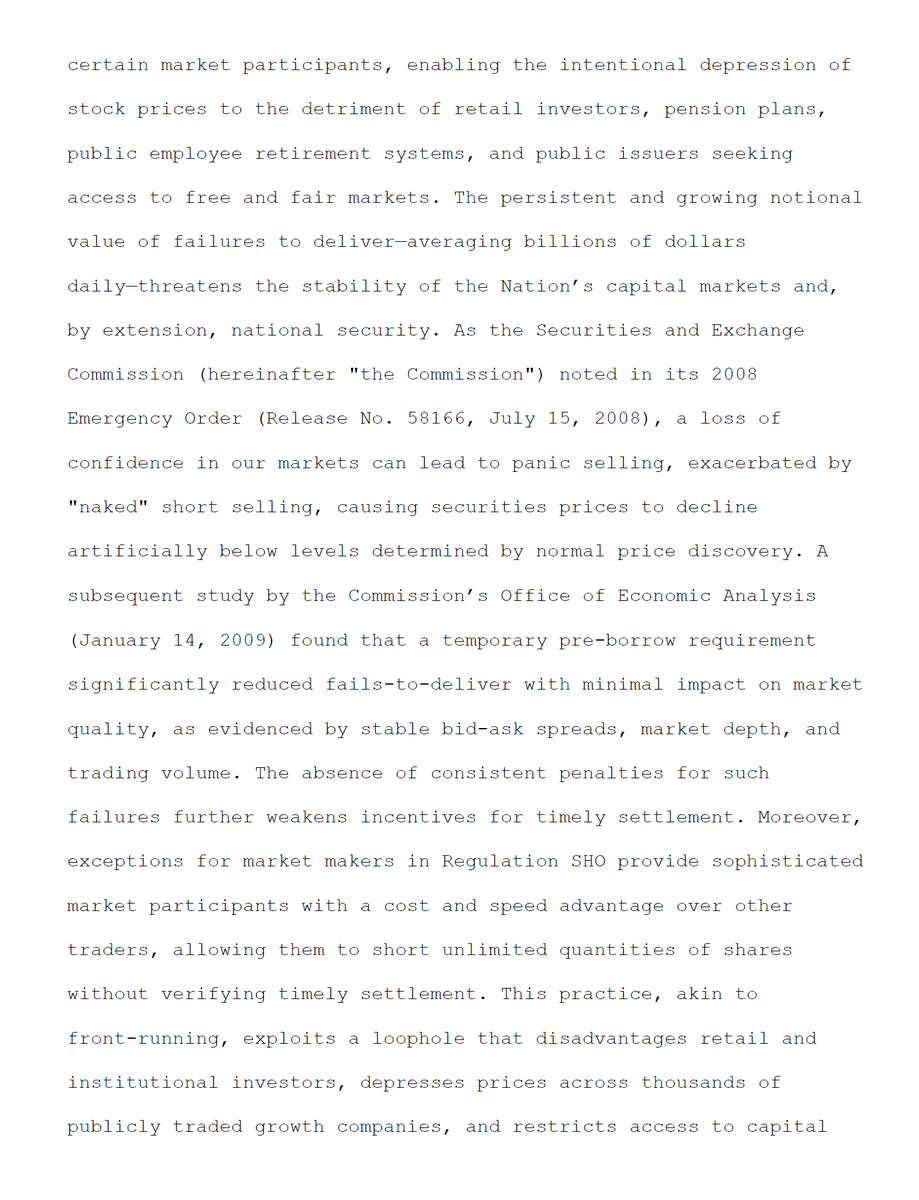 dlauer's tweet photo. We've taken the next step in our advocacy efforts to restore the integrity of American capital markets. @WeTheInvestors_ has posted a draft executive order for @POTUS to enact the short-selling reforms in our SEC petition - universal pre-borrow, end MM exception & fines on FTDs. https://t.co/pdxE9AtNqA