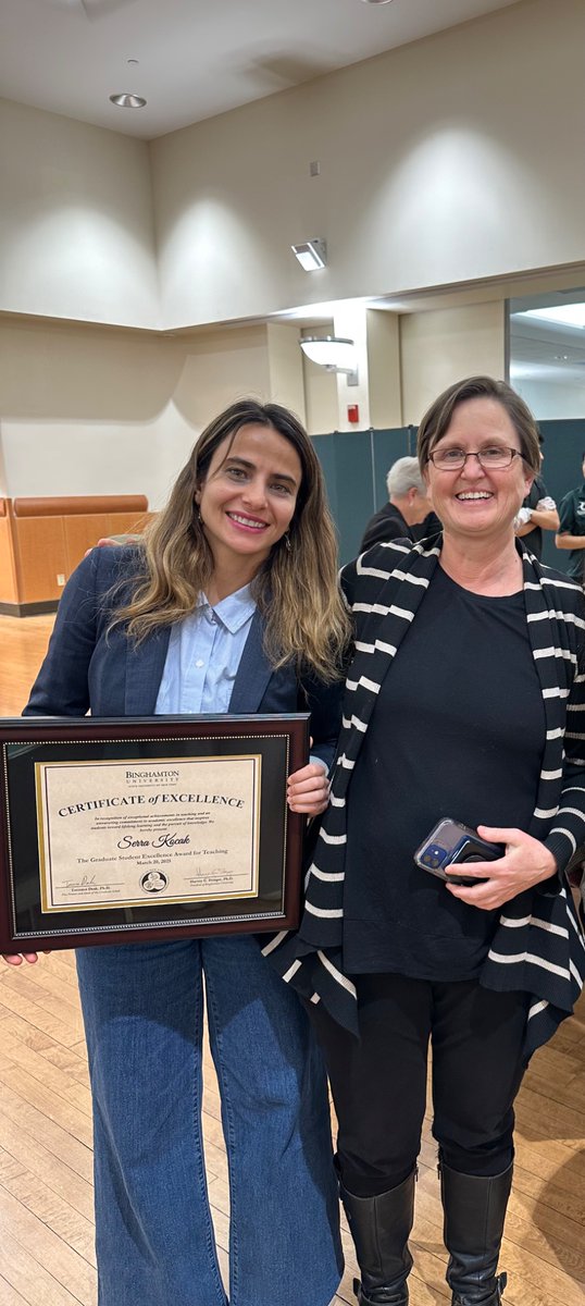serra_kck's tweet photo. I’m honored to have received the Excellence in Teaching Award at Binghamton University.

While my amazing students’ anonymous letters mean more to me than any award, it still feels nice to be recognized!

Together, we’re making the world a better place—one syllabus at a time! https://t.co/AluQD5HygI
