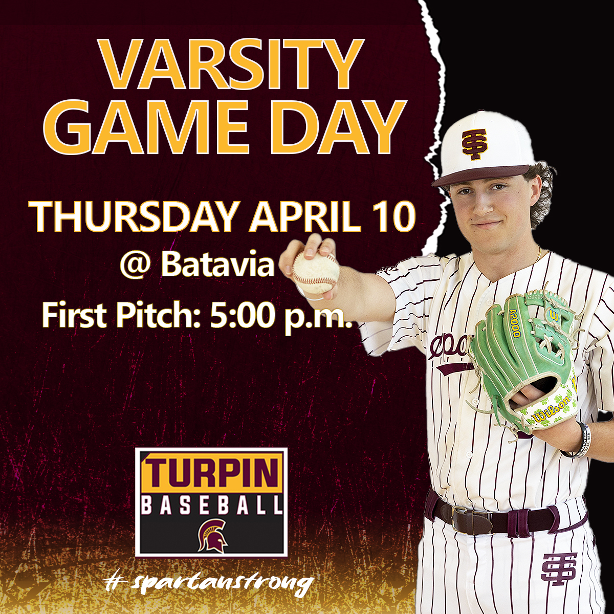 TurpinBase's tweet photo. The Varsity Spartans are right back at it today as they travel to Batavia to take on the Bulldogs.  First pitch 5:00 p.m.

#turpinstrong | #spartanstravel https://t.co/DsSM0XkSTX
