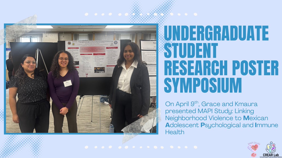 On April 9, Grace Dupree &amp; Kmaura White presented the first study linking neighborhood violence to both mental &amp; immune health in Mexican adolescents at the 25th Undergraduate Research Symposium. They did an amazing job sharing this important work. So proud!