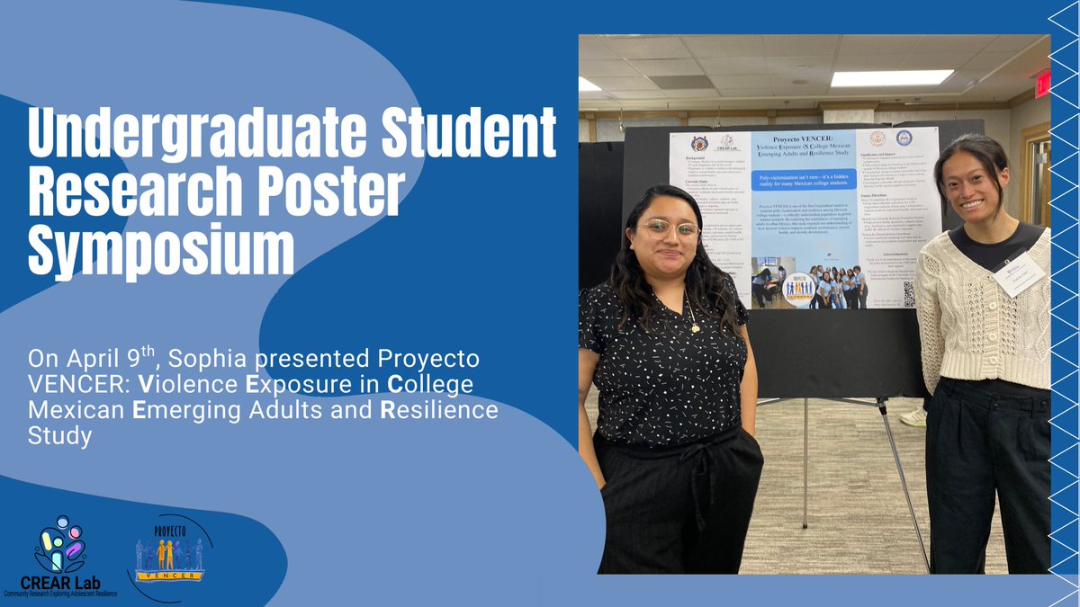 Yesterday, Sophia Chen presented Proyecto VENCER, our 3-wave study on how poly-victimization impacts Mexican college students’ mental health &amp; academics, at the 25th Undergraduate Research Symposium. She did an incredible job sharing this critical work. So proud!