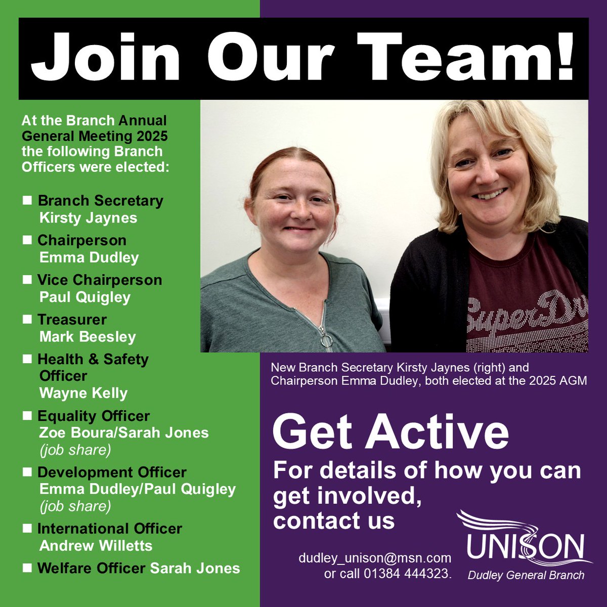 Thx to everyone who came to our AGM yesterday, and congratulations to our newly elected officers.  

Join us at join.unison.org.uk and email dudley_unison@msn.com to find out how you can get active.
<a href="/unisonwestmids/">UNISON West Midlands</a>