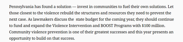 We prevent gun violence by investing in violence prevention at the local community level - the data proves it. Check out more from <a href="/CeaseFirePA/">CeaseFirePA</a>'s <a href="/AdamGarber/">Adam Garber</a> in <a href="/ReadingEagle/">The Reading Eagle</a> today.

readingeagle.com/2025/04/10/inv…