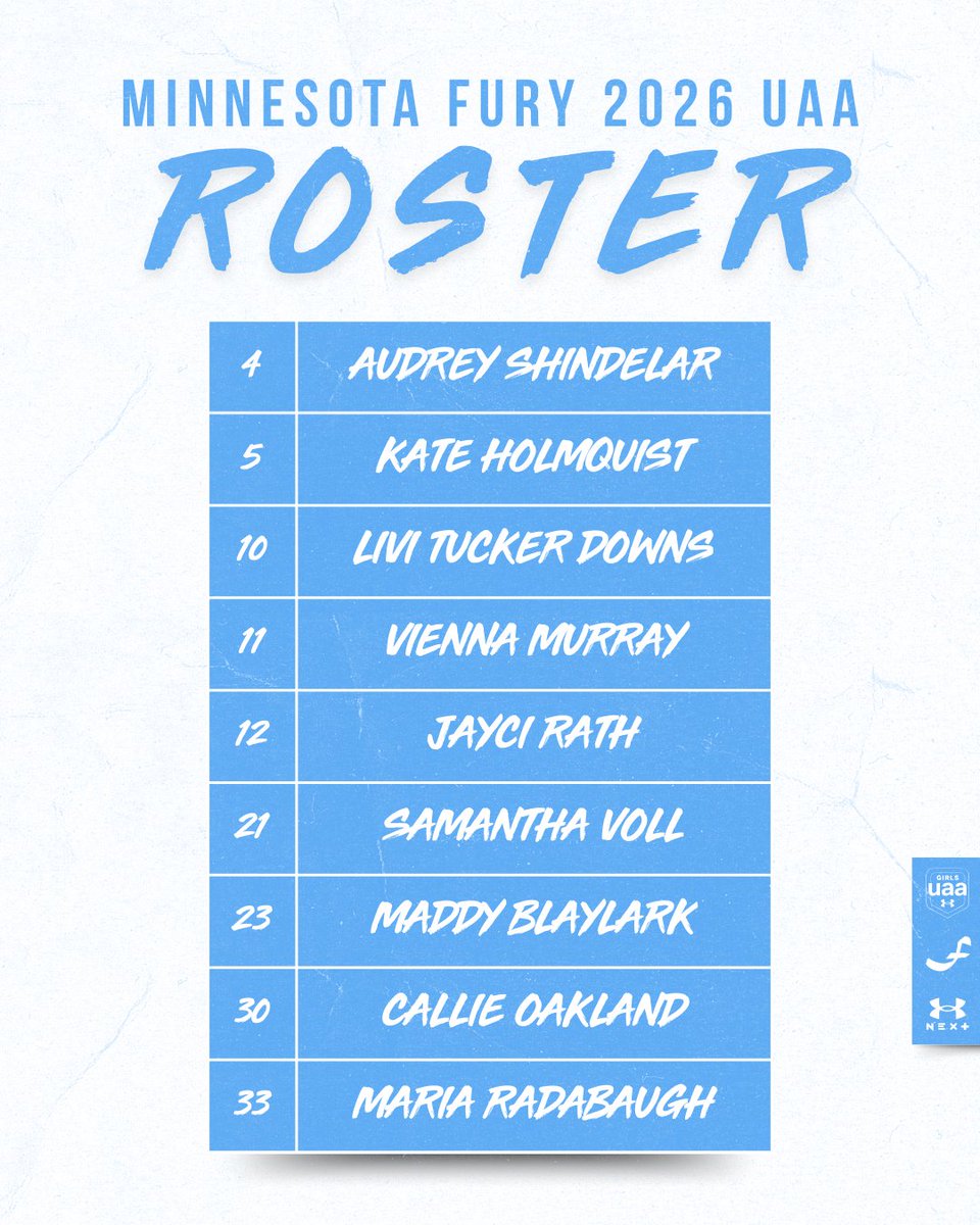Our 𝟮𝟬𝟮𝟲 𝗨𝗔𝗔 team❕

View additional roster information on our website!
🔗 minnesotafury.com/girls/teams.ph…

#FuryFam | <a href="/UANextGHoops/">Girls UAA</a>