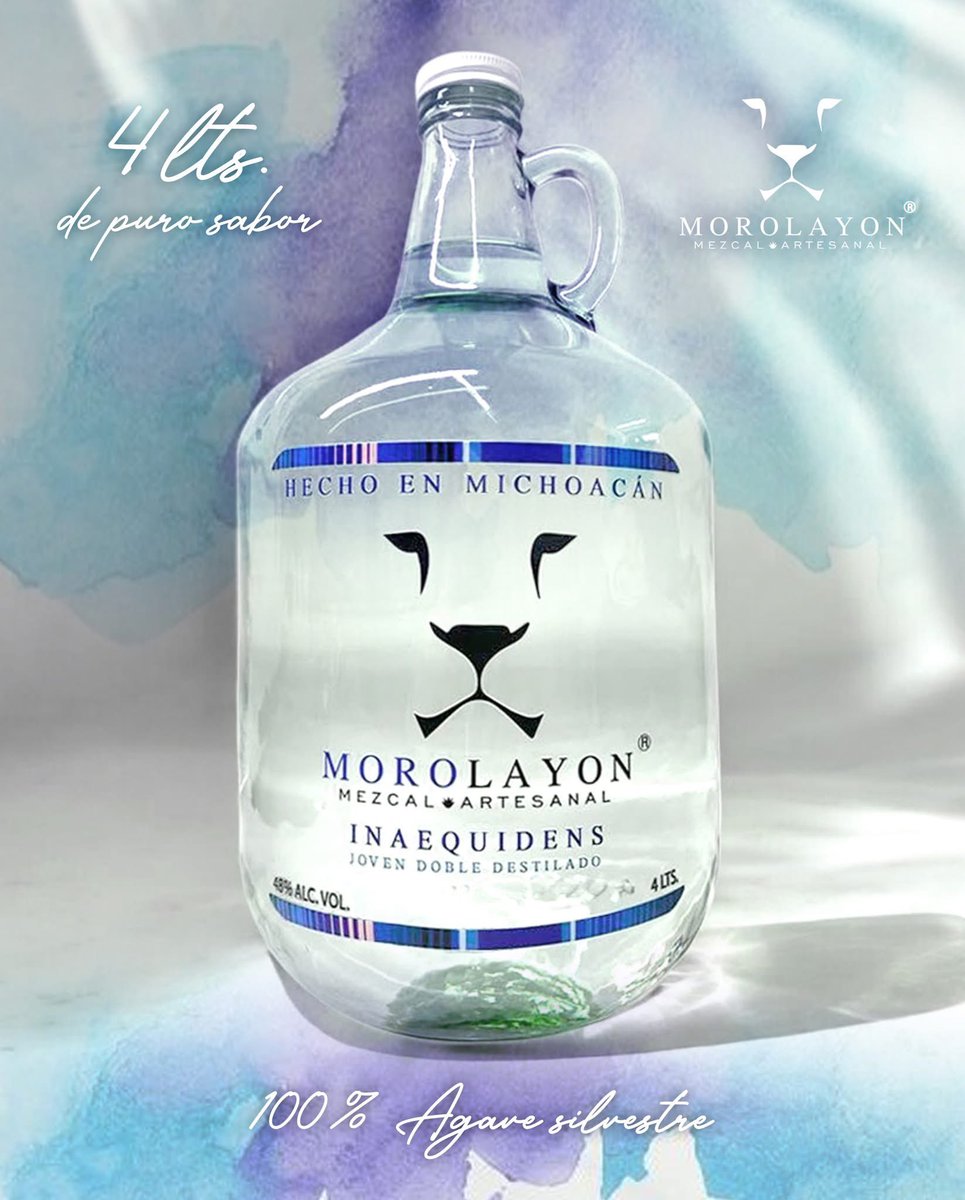 morolayonmezcal's tweet photo. ¡Sé la sensación de tus eventos!

Morolayon Mezcal patona de 4 Lts. Puro sabor 100% agave INAEQUIDENS silvestre, 100% MICHOACANO.
Pídelo, te lo llevamos, te lo mandamos y disfrútalo. 
#morolayonmezcalartesanal #morolayon #Inaequidens #mezcalmichoacano #patona #morolayon https://t.co/oatrAnPuAN