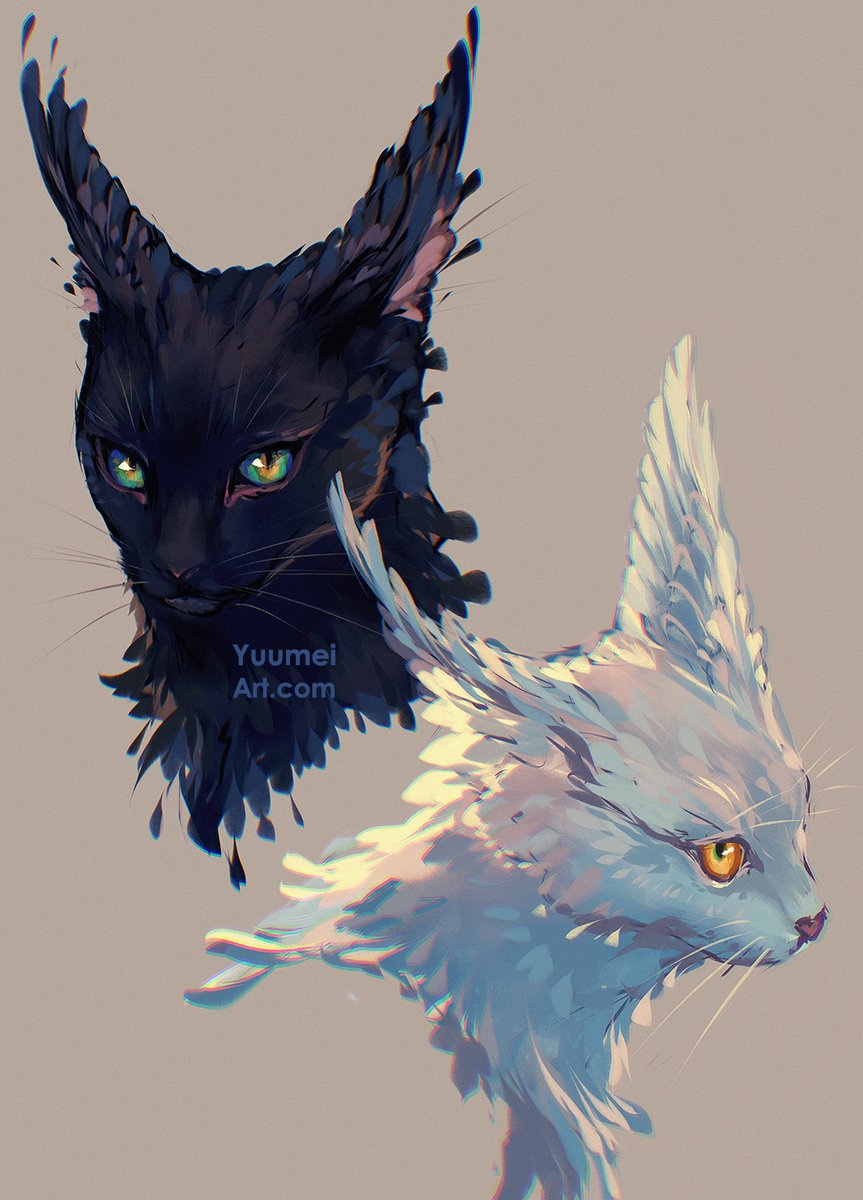 Yuumei_Art's tweet photo. Wing Eared Cats

Just a fun little doodle. Switching it up from all those detailed paintings~

#cats #wings #art #painting #fantasy https://t.co/tRme4osYUk