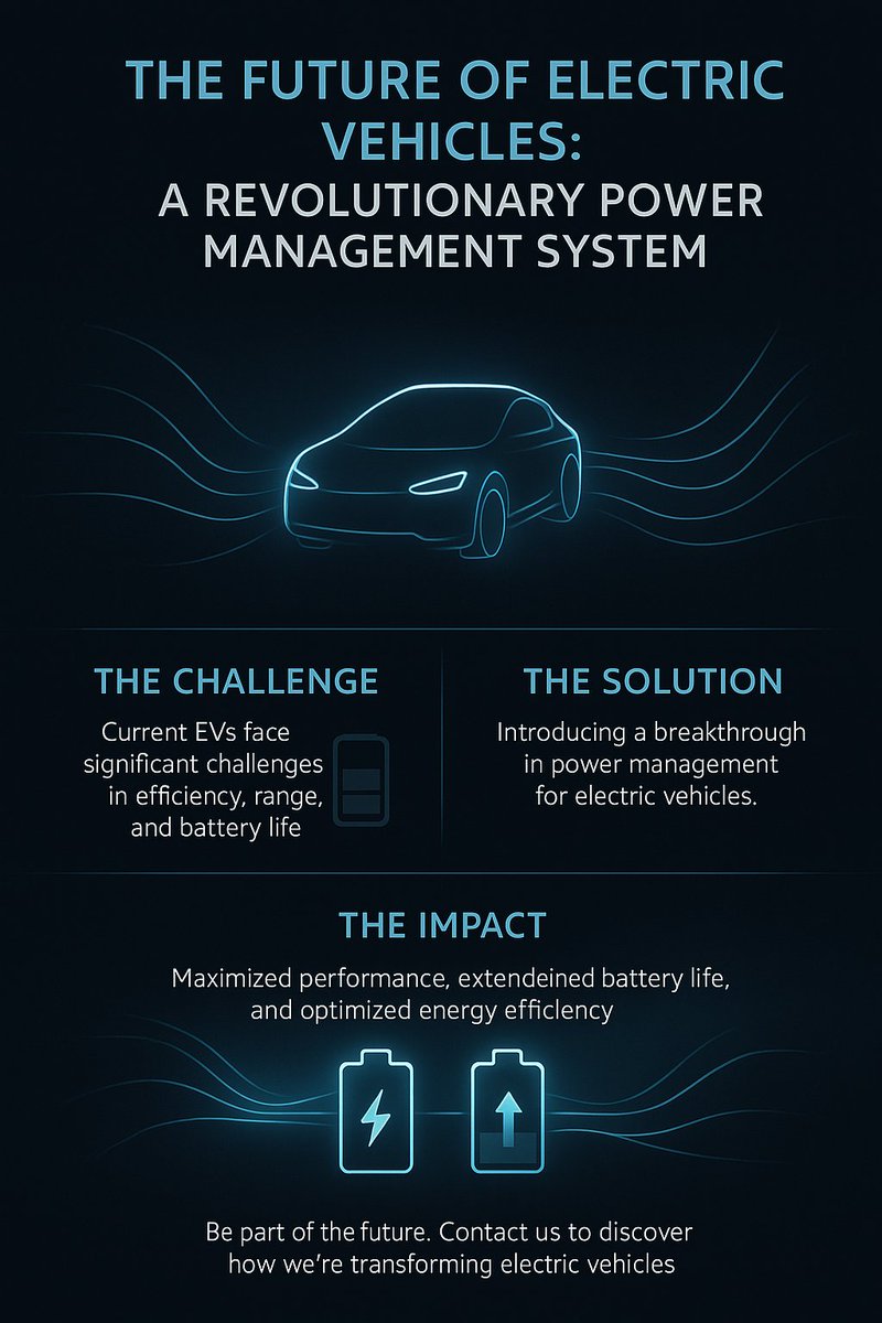 japancaruk's tweet photo. Just secured a UK patent for an EV power system that solves what most still consider "unsolvable."
No gimmicks.
No hype.
Just pure, intelligent engineering.
Elon, you’ll want to see this.

#EV #Innovation #AI #BatteryTech #FutureIsElectric #UKPatent #EnergyRevolution @elonmusk https://t.co/Xsb3OokUkT