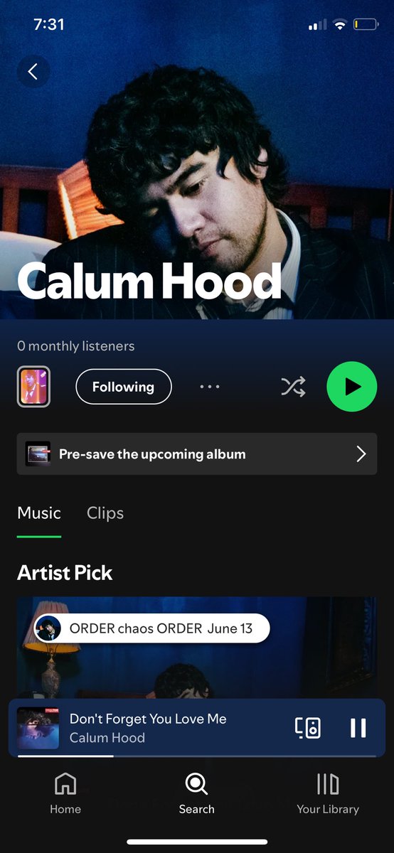 Stephtile's tweet image. open.spotify.com/artist/663fZd6… support our starving artist Calum Hood