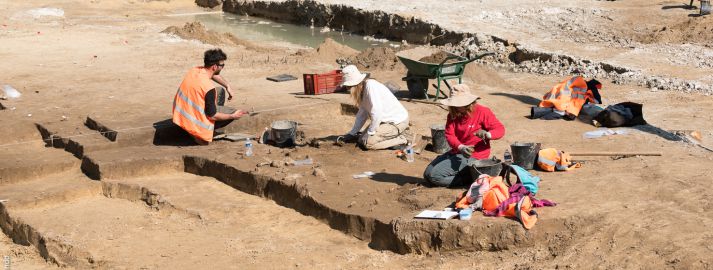 Fouilles archéologiques à Chelles sur le site de la gare du #GrandParisExpress #Ligne16 à l’été 2017.