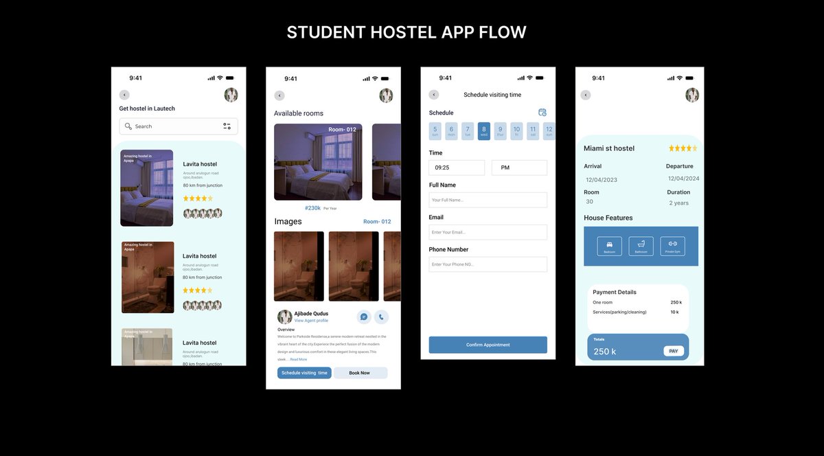 sheriff__UIUX's tweet image. Find your perfect hostel, easily! My app flow design makes it simple to search, book, and manage your student accommodation. #AppDesign #StudentHousing&quot;
