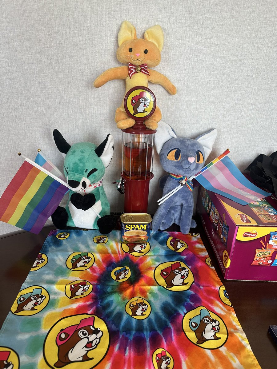 Vortex_Kitty's tweet photo. TFF we have arrived! We have also erected the Buc-ee’s and TFF shrine, complete with Bulliet in the fuel pump ✋🏻😩🤚🏻 #TFF2025 @stone_cold_wuff @DihlanO @CoryMiniAussie https://t.co/UyZYn1IRPq