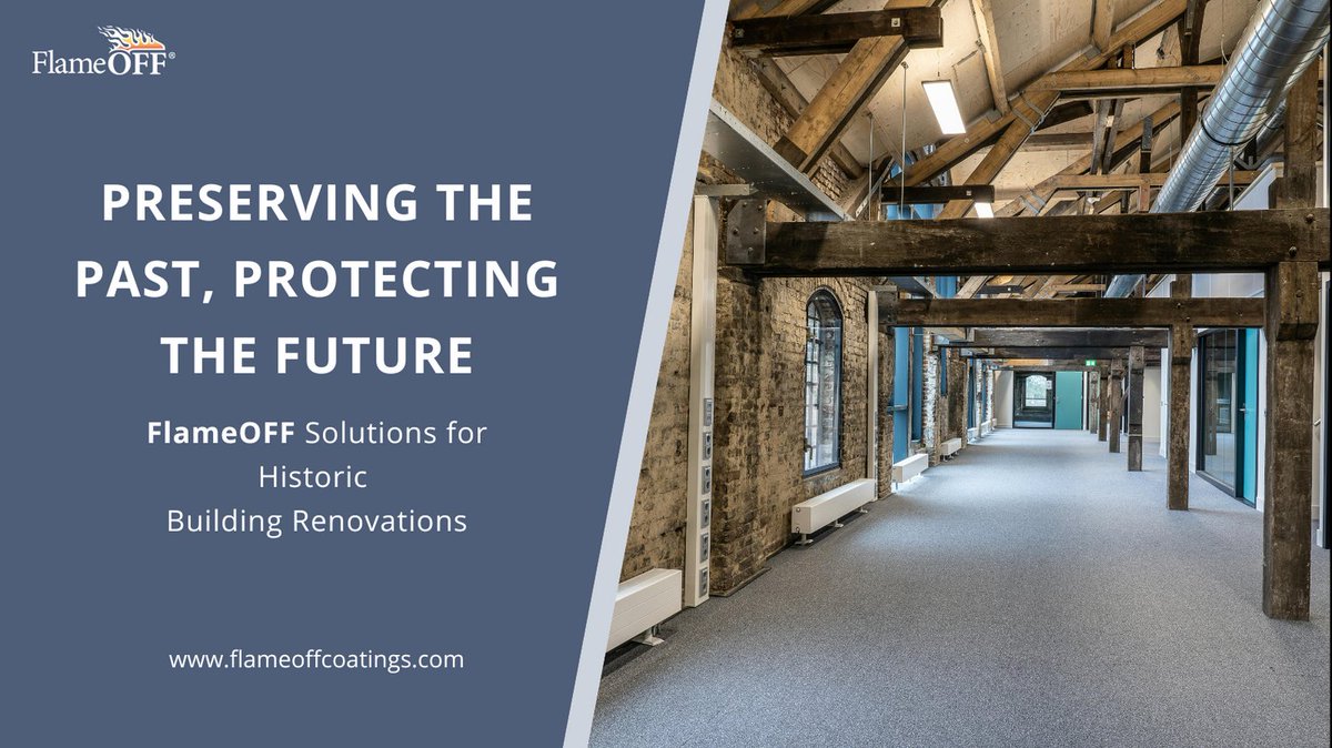 FlameOFFUS's tweet photo. Historic buildings shouldn't have to sacrifice character for safety.
Our specialized intumescent coating provides modern fire protection while preserving original architectural features. 
#HistoricPreservation #FireSafety #OriginalArchitecture #FlameOff https://t.co/YYx04hGWuS