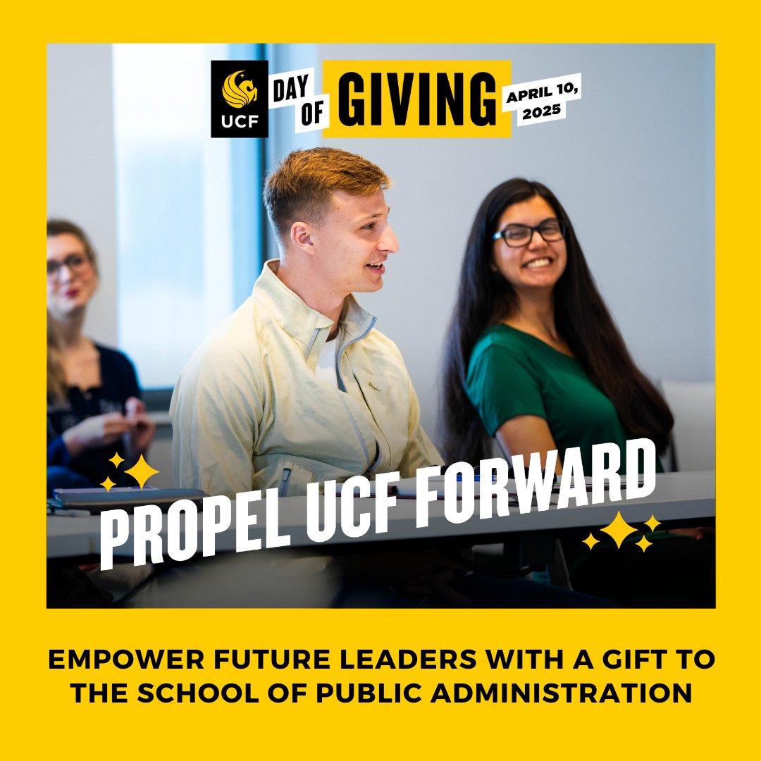 What’s one lesson or skill from UCF that you use daily in your public administration role? Share your story with #UCFDayofGiving, and consider making a gift to support the next generation of Knights! ✨ go.ucf.edu/4arFY95