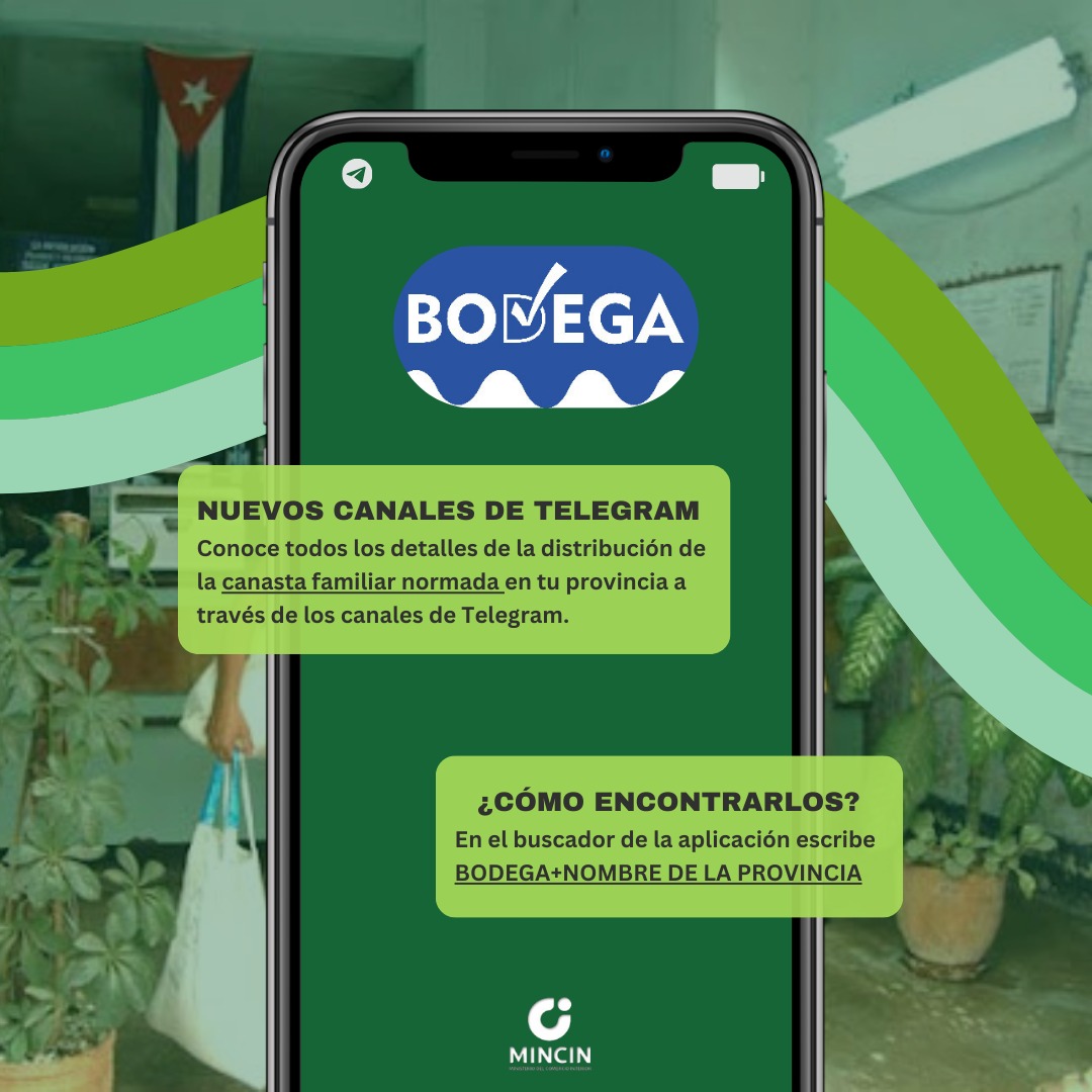 🌐 ¡Mantente informado sobre la #CanastaFamiliarNormada! 

📲 Para perfeccionar nuestra labor comunicacional, y garantizar acceso a información detallada sobre la distribución de nuestros productos esenciales, ya están disponibles nuevos canales de Telegram desde los territorios.