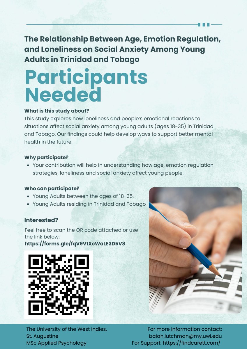 slftt's tweet image. Research participants needed! 🚨 

Are you 18-35?
Do you reside in T&amp;amp;T?

Complete the survey here 📋:
docs.google.com/forms/d/e/1FAI…