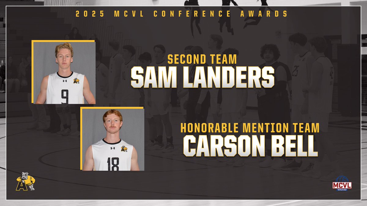 Adrian College Athletics (@adrianbulldogs) on Twitter photo Sam Landers and Carson Bell of the <a href="/acmvolley/">acmvolley</a> team were named to MCVL All-Conference Teams on Thursday.
📰 -- tinyurl.com/293ed37t
#d3vb #d3volleyball #GDTBAB Sam Landers and Carson Bell of the <a href="/acmvolley/">acmvolley</a> team were named to MCVL All-Conference Teams on Thursday.
📰 -- tinyurl.com/293ed37t
#d3vb #d3volleyball #GDTBAB