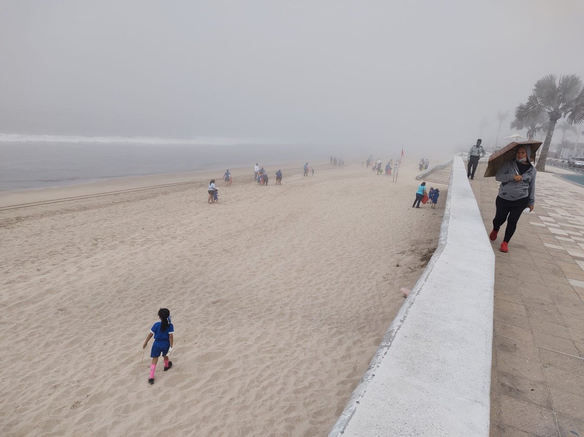 bigfishpesca's tweet photo. Una espesa neblina volvió a envolver la bahía de #Mazatlán, y transformó por unas horas el paisaje costero en un escenario casi onírico. Bajo su manto blanco, las icónicas tres islas 'desaparecieron' de la vista, al igual que la #playa. 
Fotos Raúl Brito https://t.co/pgdwUr1UBP https://t.co/OBZmdyfA7F