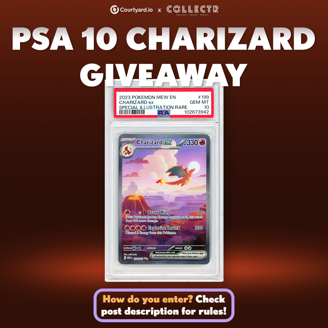 Courtyard.io (@courtyard_io) on Twitter photo We teamed up with <a href="/getcollectrapp/">Collectr - TCG Collector App</a> to give away a PSA 10 Charizard Special Illustration Rare! 🎉🔥
How do you enter?
✅ Like and RT
✅ Follow @courtyard_io + <a href="/getcollectrapp/">Collectr - TCG Collector App</a>
✅ Tag 2 friends OR drop your favorite Pokémon
Ends 4/24 @ 12PM PT. Bonus entry? 👀⬇️ We teamed up with <a href="/getcollectrapp/">Collectr - TCG Collector App</a> to give away a PSA 10 Charizard Special Illustration Rare! 🎉🔥
How do you enter?
✅ Like and RT
✅ Follow @courtyard_io + <a href="/getcollectrapp/">Collectr - TCG Collector App</a>
✅ Tag 2 friends OR drop your favorite Pokémon
Ends 4/24 @ 12PM PT. Bonus entry? 👀⬇️