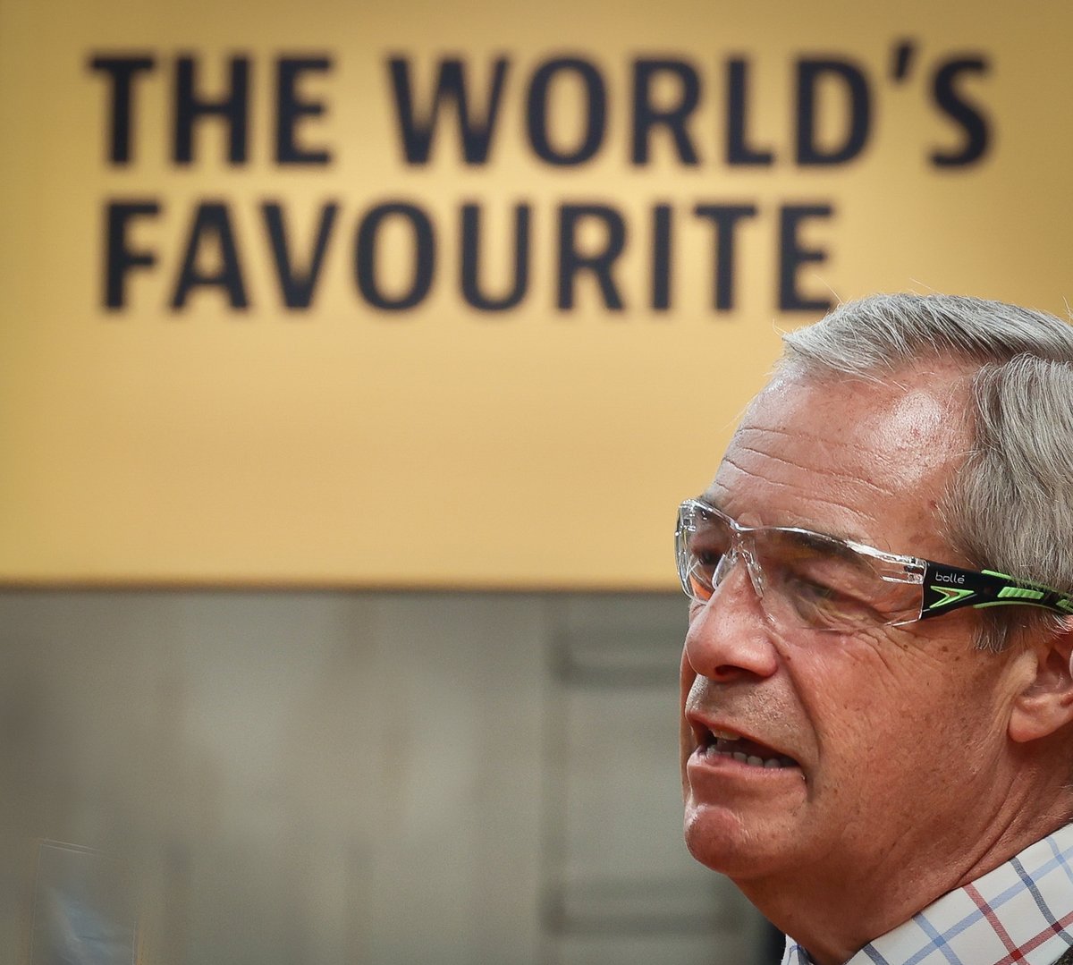 Leader of political party Reform UK, Nigel Farage, visits JCB Headquarters during a visit to Staffordshire to meet with local Reform candidates ahead of the local elections in May.