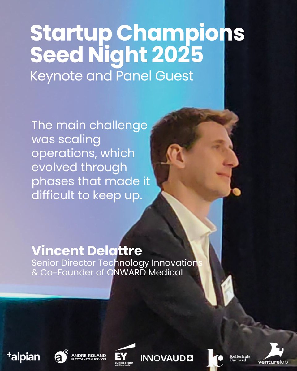 Venturelab (@venturelab_ch) on Twitter photo Very interesting keynote speech by Vincent Delattre, Senior Director Technology Innovations & Co-Founder of <a href="/onwdempowered/">ONWARD Medical</a>.
🗣️ "The real challenge was scaling: operations had to evolve, and the company moved through phases where it became hard to keep up." commented the Very interesting keynote speech by Vincent Delattre, Senior Director Technology Innovations & Co-Founder of <a href="/onwdempowered/">ONWARD Medical</a>.
🗣️ "The real challenge was scaling: operations had to evolve, and the company moved through phases where it became hard to keep up." commented the