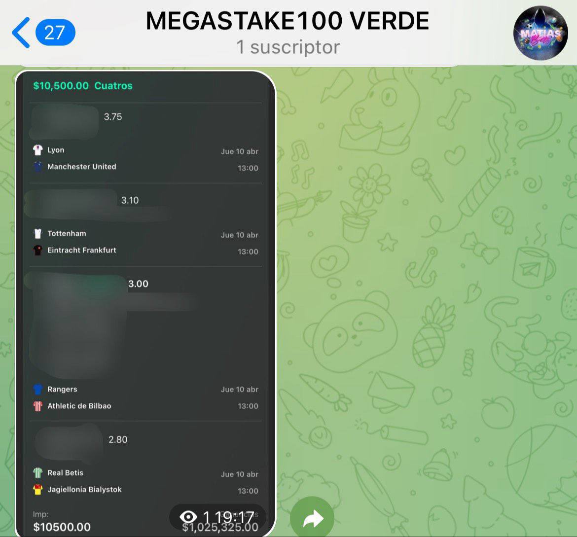 Picks_Del_Rey's tweet photo. NUEVO MEGA STAKE 100 DE MATIAS BETS🔥🍀, SIGAMOS CON LA BUENA RACHA✅🙏

DEJA TU ❤️🗯️🔄 y ÚNETE A NUESTROS CANALES DE TELEGRAM👇🏻🔥
https://t.co/QdxDlR3hOi
https://t.co/aeEQZPaeiD

TENEMOS LOS MEJORES STAKES DEL MERCADO🎁🔥 https://t.co/VsuNPVDJi8