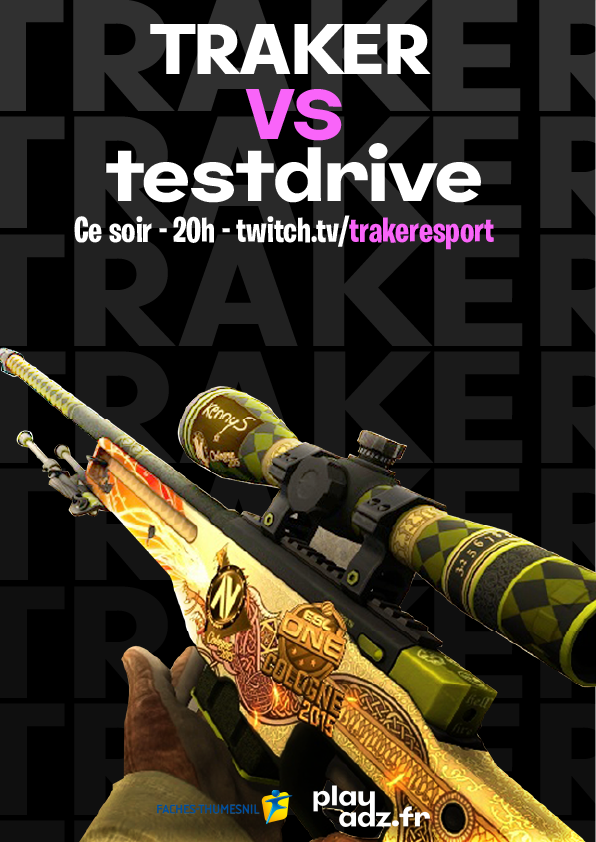 2ème match d'inter contre #testdrive🤝

🌐twitch.tv/trakeresport
🎙cast par <a href="/AxiaFPS/">Antoine 'AxiaTis' TOQUEC</a> et <a href="/E_Kwinoka/">Loloo 🇫🇷🇦🇲🇮🇹</a> 
⏰20h (dans 8 minutes)

✅<a href="/ef0x33/">efox</a> 
✅<a href="/thoroothCSGO/">Thorooth</a> 
✅<a href="/Julien_Riss/">Ju__</a> 
✅<a href="/NthraX493/">Nicolas.N</a> 
✅<a href="/aykerss_/">aykerss</a> 

Bonne chance les gars 💥