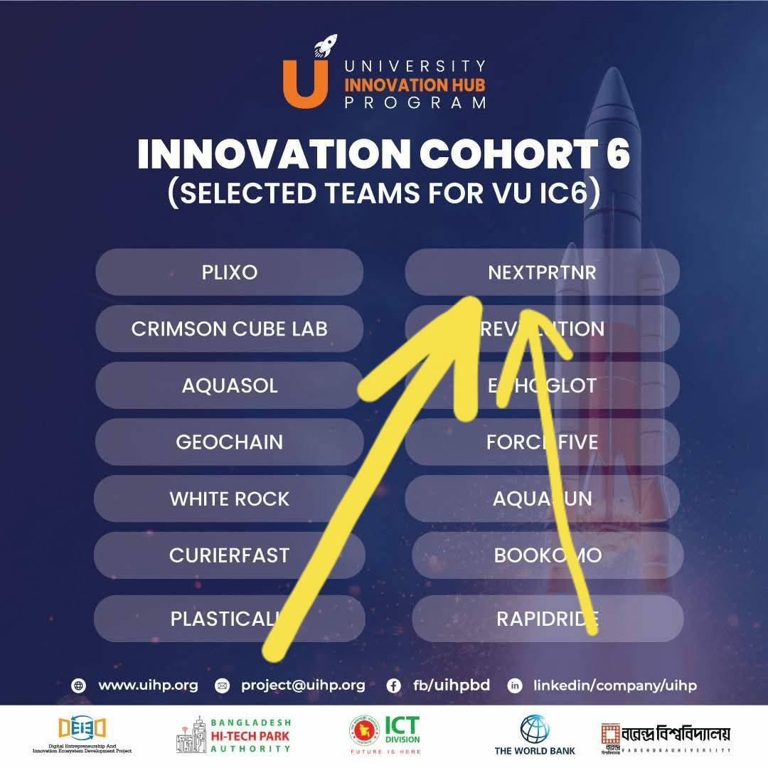 nextPrtnr's tweet photo. #nextPrtnr is proud to be selected for Cohort 6 of UIHP powered by @BHTPA2010 &amp; supported by #DEIED, @ictdivision &amp; @WorldBank.

It’s not just a Program, it’s a platform to learn, collaborate, and build what truly matters. We’re excited for the journey.

Let's Build It... 🚀 
#nP https://t.co/gSLvkvhrbT