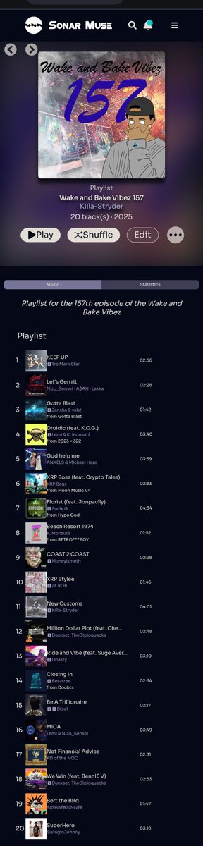 Kamikaze Monsutā (@killastryder) on Twitter photo This week's playlist consists of songs by
<a href="/XRPLemi/">Lemi 🌊</a>
<a href="/Nizo_Sensei/">Nizo_Sensei</a>
<a href="/TreMarkStar/">Tre 🥷🏽</a>
<a href="/CheckBanchero/">CHECK</a>
<a href="/TheDiploquacks/">DucksetDiploquacks</a> <a href="/DrippyQuack/">Present</a>
<a href="/SIGHB3RSINN3R/">ƧIGĦBER</a>
<a href="/janshafn/">Jansha</a>
<a href="/2facebor/">2facerob</a>
<a href="/XRPBags/">XRP Bags💰👨🏽🚀 BagMan</a> <a href="/TALESF4MCRYPTO/">CRYPTO TALES</a>
<a href="/moneyismeth/">moneyismeth</a>
<a href="/anXelsNFT/">ANXELS | #Believe</a>
<a href="/SwilkG/">Swilk G</a>
<a href="/Eksel_ENT_/">Eksel ENT 💎</a>
<a href="/BranchedOff/">BranchedOff</a>
<a href="/KDoftheNOC/">KD of the NOC</a>
<a href="/swinginjohnny1/">swinginjohnny</a> This week's playlist consists of songs by
<a href="/XRPLemi/">Lemi 🌊</a>
<a href="/Nizo_Sensei/">Nizo_Sensei</a>
<a href="/TreMarkStar/">Tre 🥷🏽</a>
<a href="/CheckBanchero/">CHECK</a>
<a href="/TheDiploquacks/">DucksetDiploquacks</a> <a href="/DrippyQuack/">Present</a>
<a href="/SIGHB3RSINN3R/">ƧIGĦBER</a>
<a href="/janshafn/">Jansha</a>
<a href="/2facebor/">2facerob</a>
<a href="/XRPBags/">XRP Bags💰👨🏽🚀 BagMan</a> <a href="/TALESF4MCRYPTO/">CRYPTO TALES</a>
<a href="/moneyismeth/">moneyismeth</a>
<a href="/anXelsNFT/">ANXELS | #Believe</a>
<a href="/SwilkG/">Swilk G</a>
<a href="/Eksel_ENT_/">Eksel ENT 💎</a>
<a href="/BranchedOff/">BranchedOff</a>
<a href="/KDoftheNOC/">KD of the NOC</a>
<a href="/swinginjohnny1/">swinginjohnny</a>