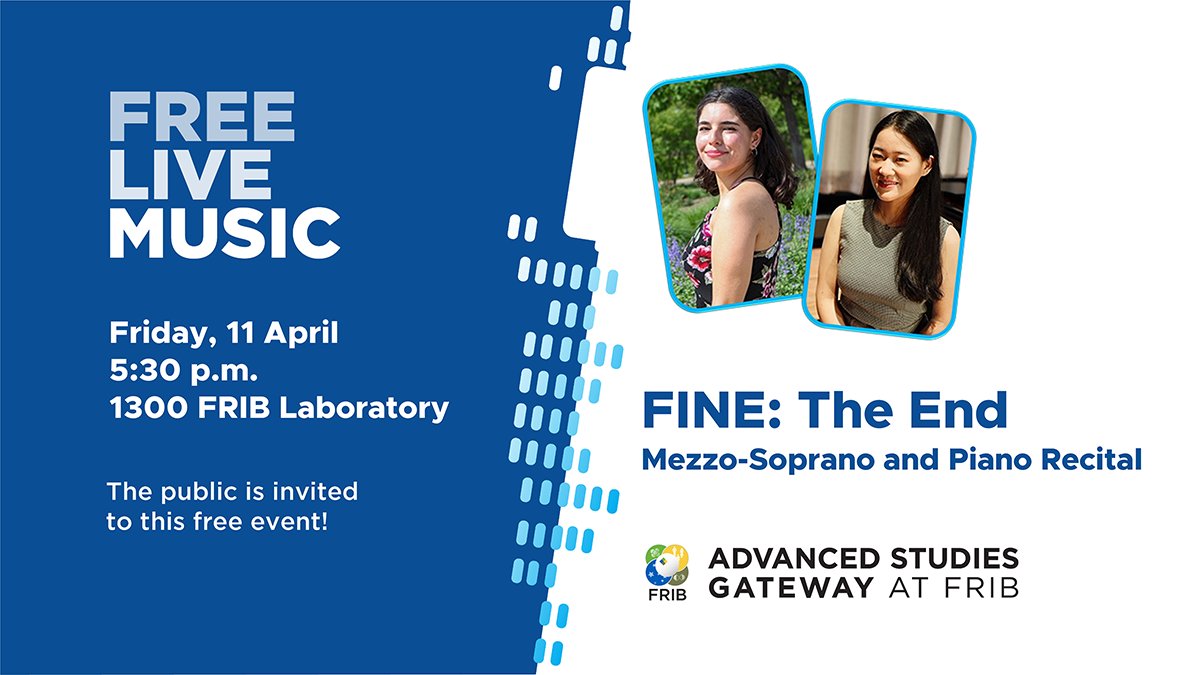 Please join us this Friday, 11 April at 5:30 p.m. for "FINE: The End," a mezzo-soprano and piano recital featuring Paula Duva-Rodriguez (mezzo-soprano) and Yushi Hu (piano).

Learn more: spr.ly/6008FLZZM