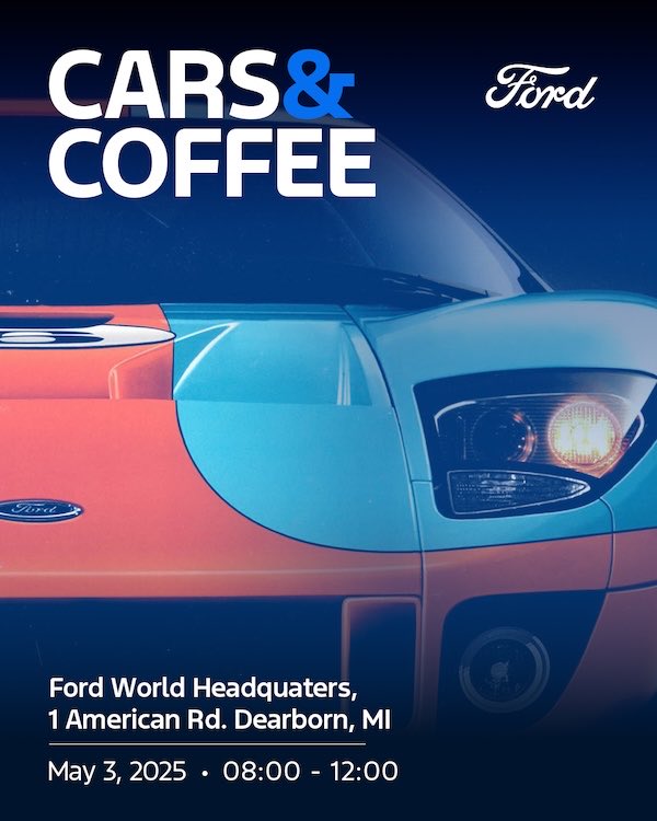 🚨🚨🚨

<a href="/Ford/">Ford Motor Company</a> is hosting a Cars and Coffee at Ford World Headquarters in Dearborn on May 3! 

This event is open to all and not just limited to EVs!

We will be there with one or both of our Lightnings! 

Interested in joining? Check out the link below! ⬇️