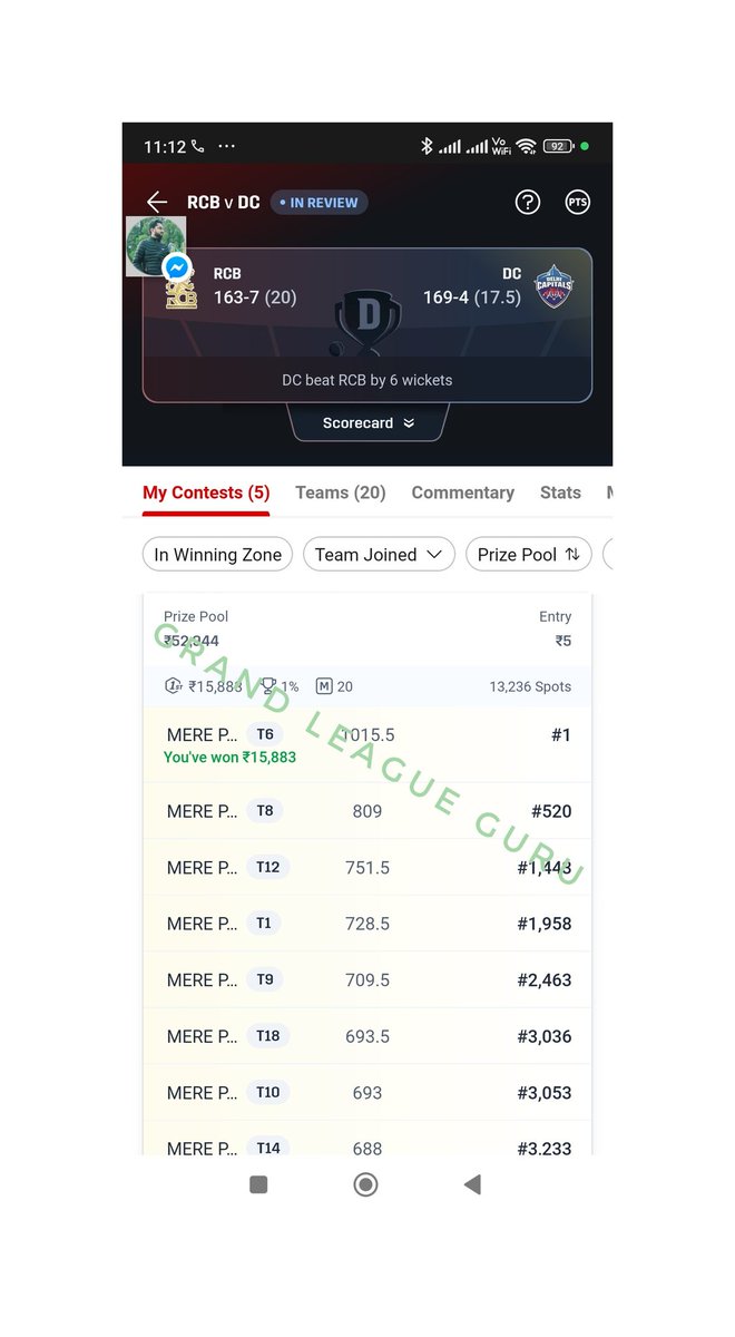 GrandLeagueGuru's tweet photo. Won gl missed mega still ok with it
#dream11expert #dream11prediction #dream11tips #dream11 #dream11ipl #dream11champion https://t.co/gpNTm1xvtP