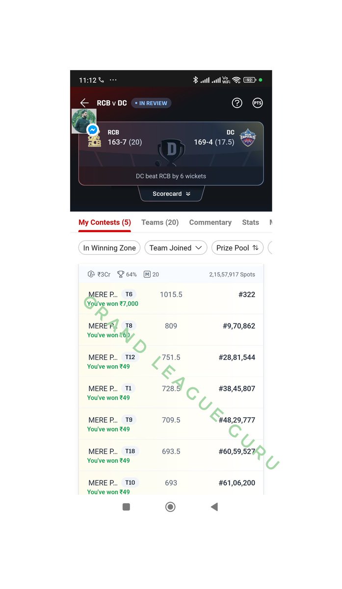 GrandLeagueGuru's tweet photo. Won gl missed mega still ok with it
#dream11expert #dream11prediction #dream11tips #dream11 #dream11ipl #dream11champion https://t.co/gpNTm1xvtP